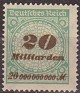 Germany 1923 Numeros 20 Millarden Verde Scott 298